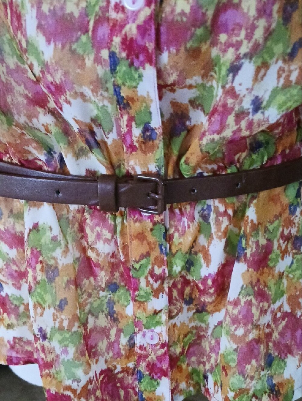 No Boundaries- Juniors Multicolor Floral Ruffle Blouse with Buttons - Picture 13 of 16